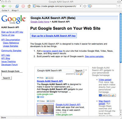 google 的 ajax search api 页面