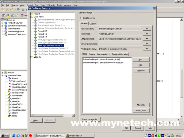 jbuilder9+weblogic8.1安装配置